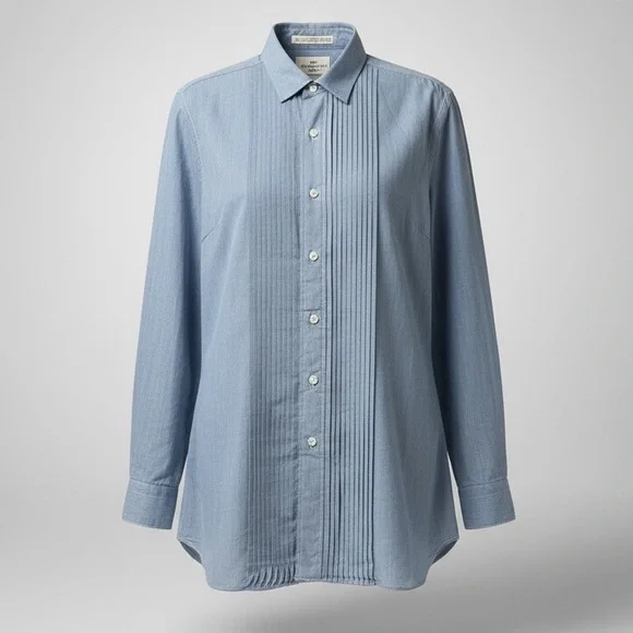 Paul Stuart New York Woman’s Cotton Pleated Bib Front Tuxedo Shirt Size 8 EUC - Picture 2 of 13